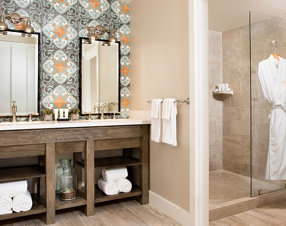 Bathroom with Walk-In Shower and Double Sink