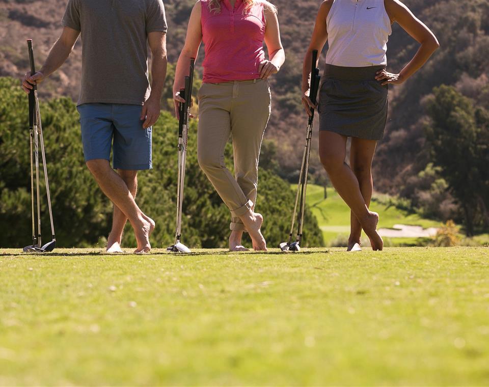 Three Golfers Barefoot